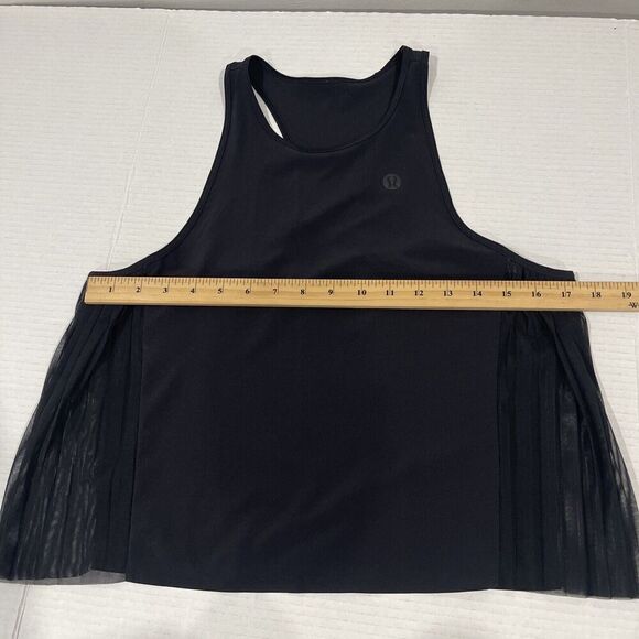 Lululemon Black Tank Swift Slink Fabric Size 6 Black Elegant Side Pleats Boxy - Picture 7 of 9